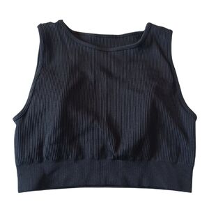 Paragon Black Ribbed Workout Athleisure Yoga Tank Top